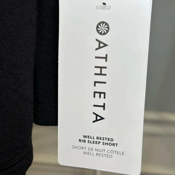 NWT Athleta Well Rested Rib Black Sleep Short - Picture 2 of 5